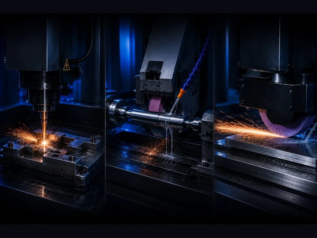 EDM spark erosion, cylindrical grinding and surface grinding processes in the Konsa workshop